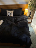 Full Set Offer - Striped (Summer Quilt - Sheet - Coverlet) Black Loom