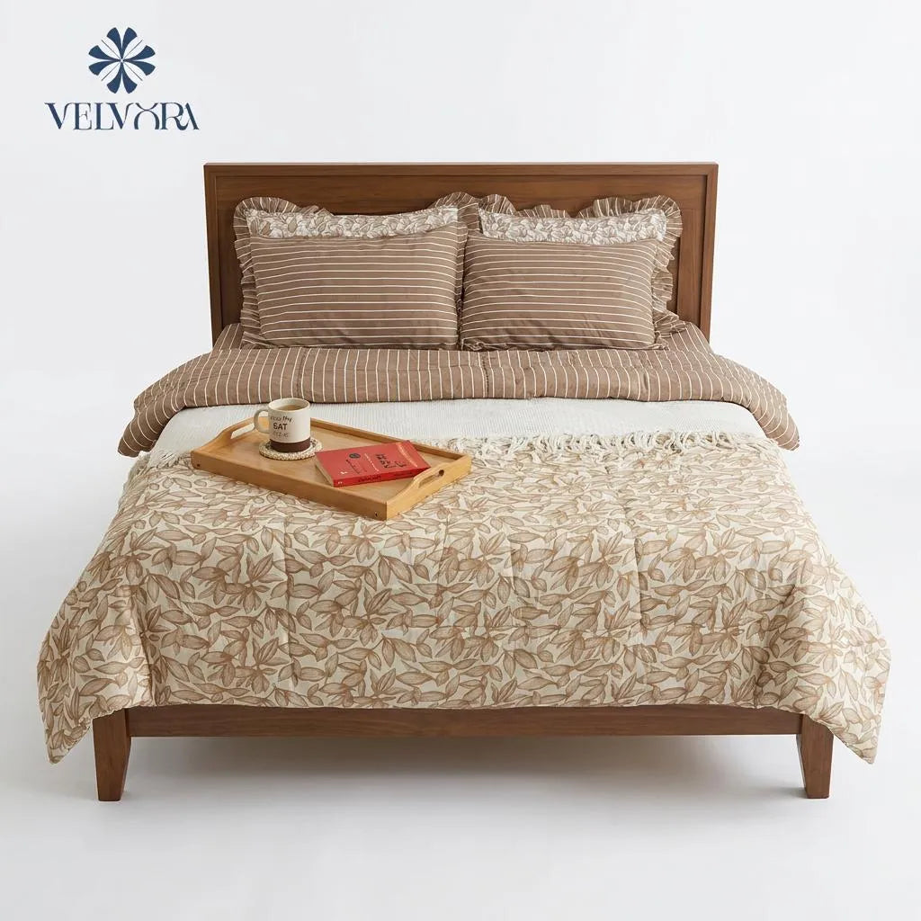 BLISS SET by Velvora – طقم مفروشات كامل لون بيج