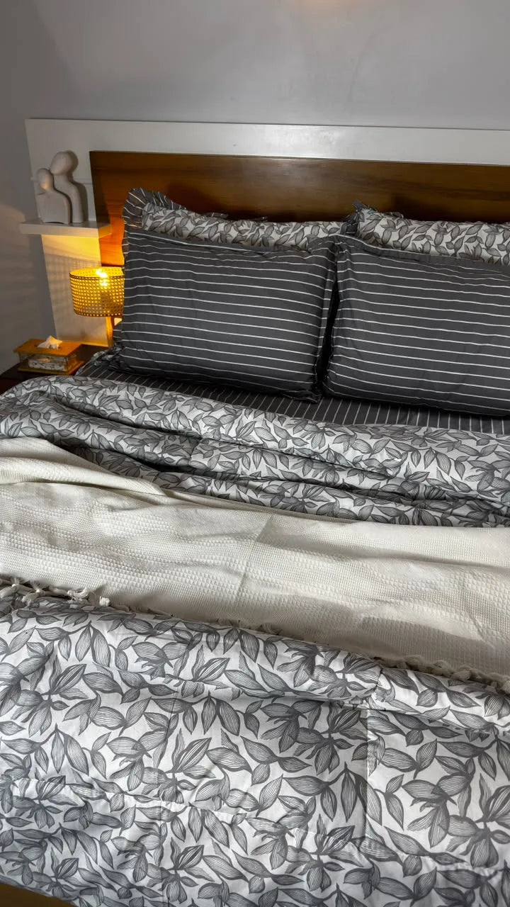 BLISS SET by Velvora – طقم مفروشات كامل لون جراي