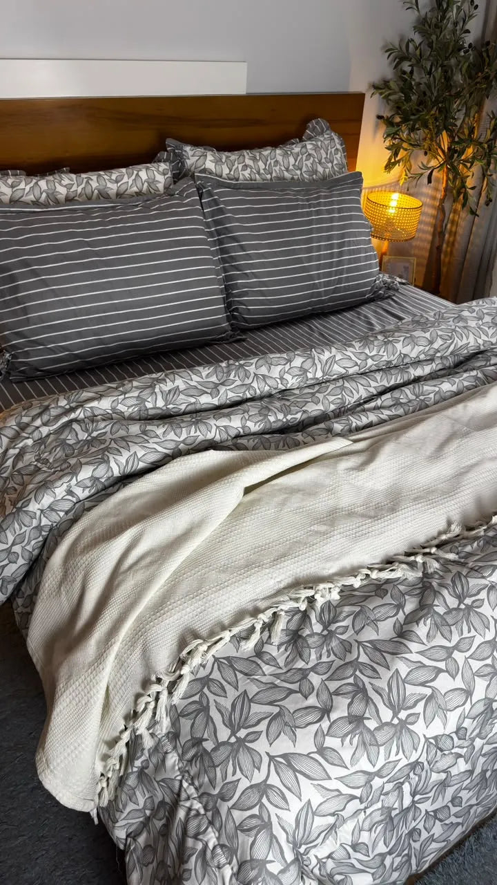 BLISS SET by Velvora – طقم مفروشات كامل لون جراي