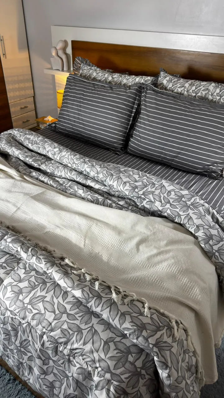 BLISS SET by Velvora – طقم مفروشات كامل لون جراي